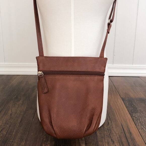 Osgoode Marley Crossbody Bag Leather Fringe Detail Exterior Zipper Pockets Brown - Picture 5 of 16